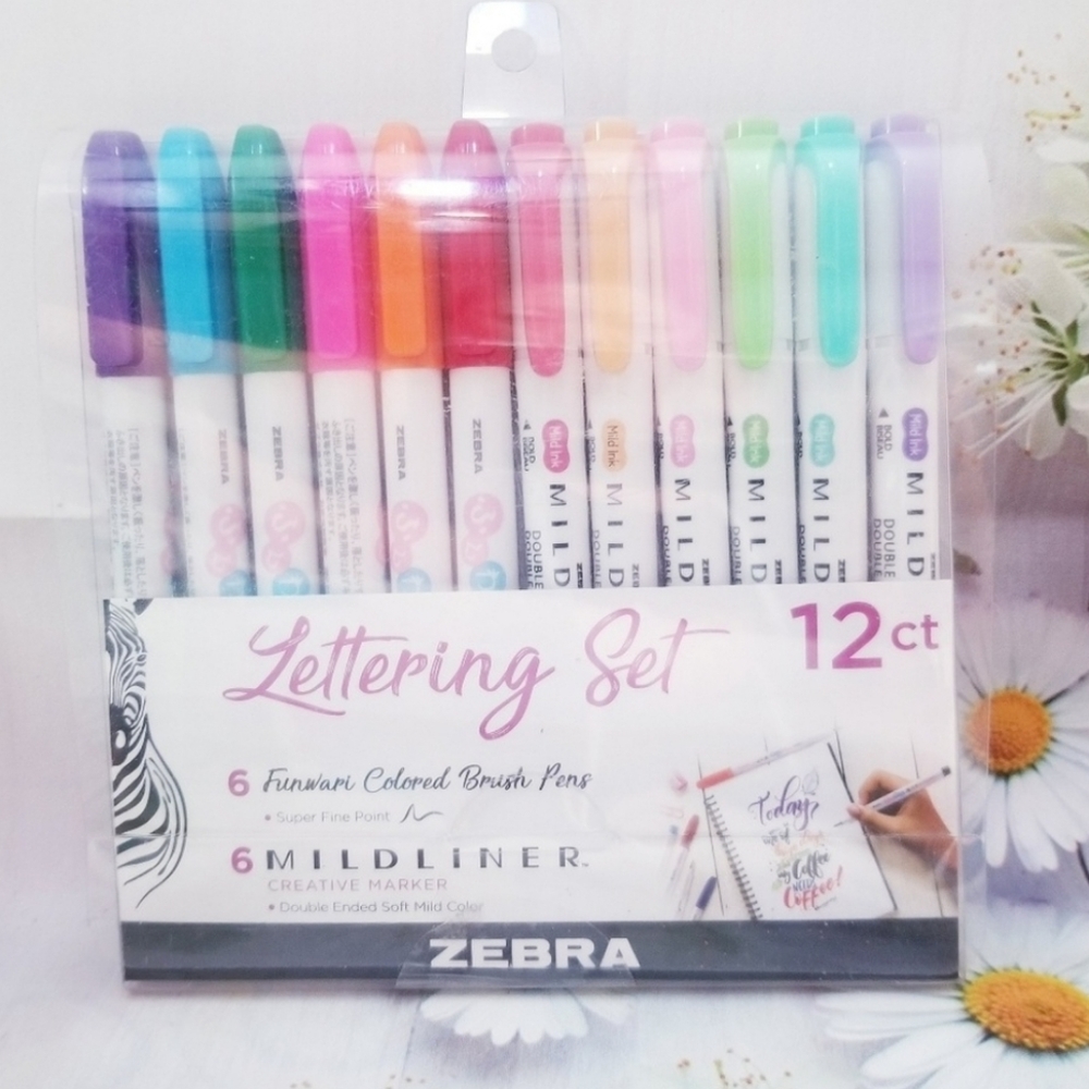 Zebra Lettering Set 12 Ct Mildliner New